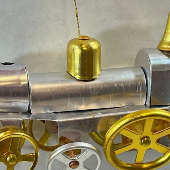 VTG Metal Two Tone Train Engine Hanging Christmas Holiday Ornament 4" - Picture 7 of 12